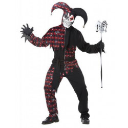 Böser Harlekin Clown Kostüm Rot Schwarz sinister